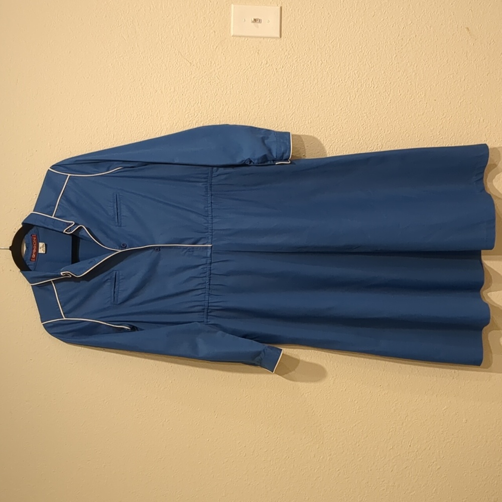 Vintage 70's Sasson Blue Dress With Side Pockets Size 10